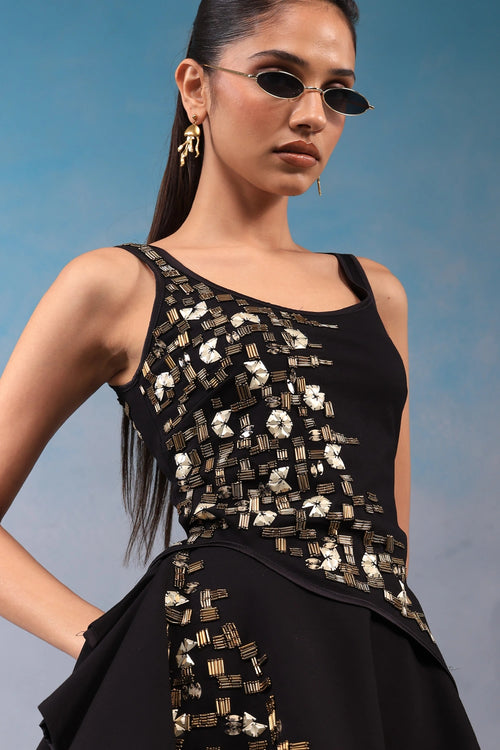 Black and Gold Kohl Top