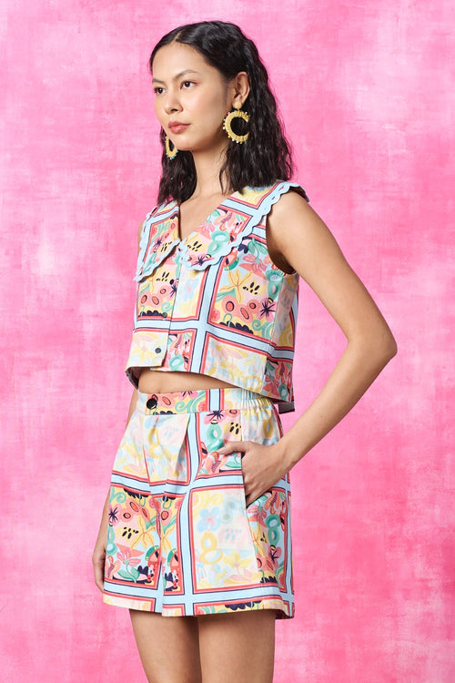 Posette Cropped Top And Shorts Set