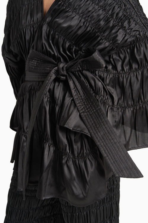 Black Kedia Style Centre Opening Top With Wide Leg Pants