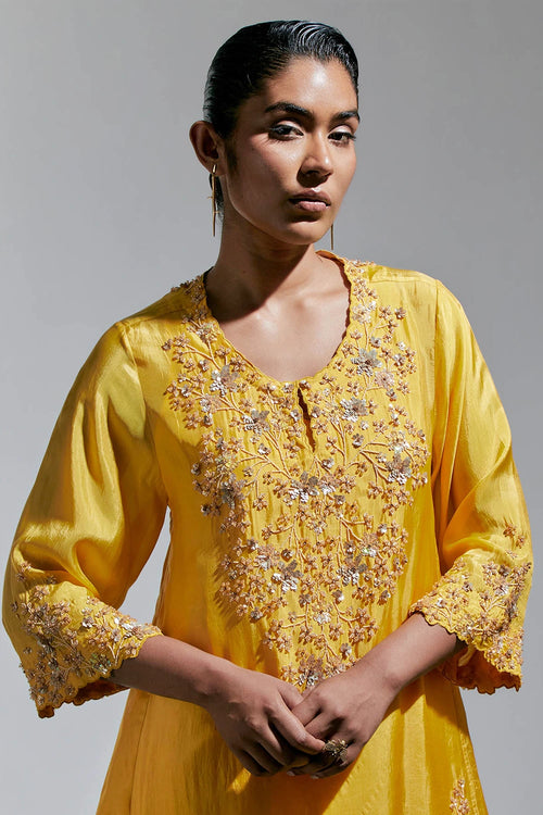 Amber Floral Embroidered Silk Salwar Set