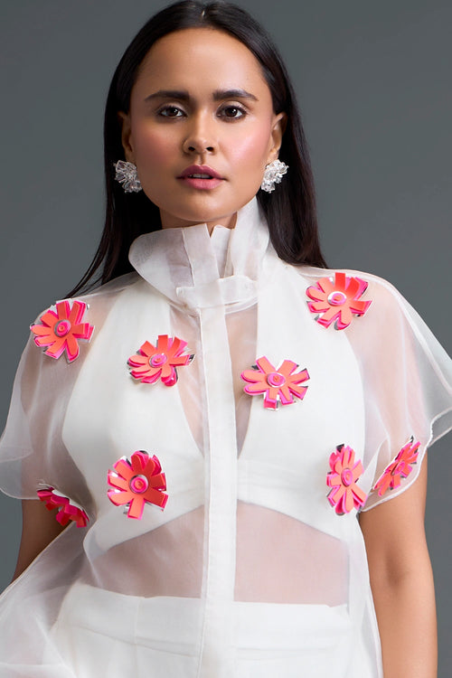 White Layered Halter Three-Piece Co-ord Set