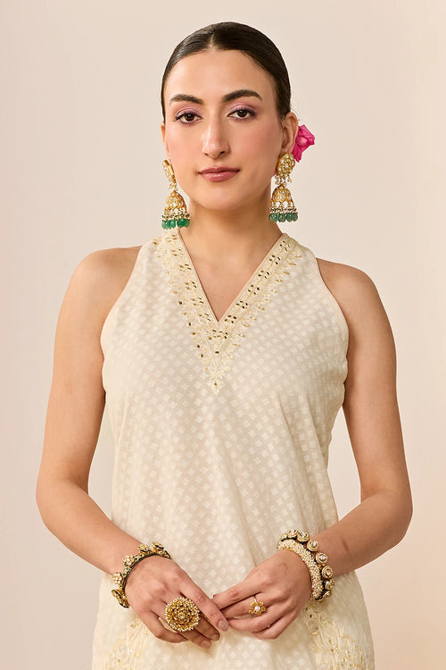 Miral Daisy Ivory Short Kurta with Farsi Salwar and Dupatta