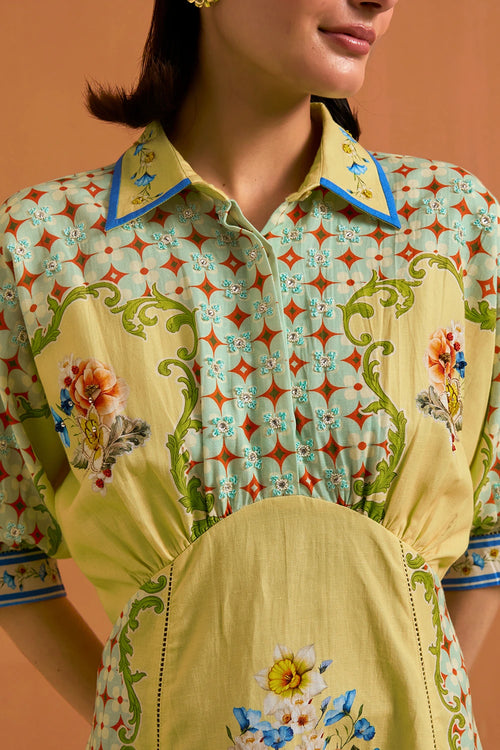 Fun Yellow Verdant Kimono Dress
