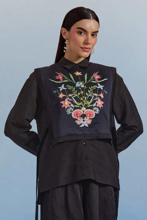 Black Bouquet Bib