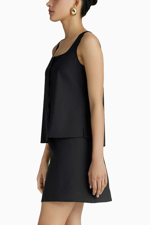 Black Suiting Sleeveless Top
