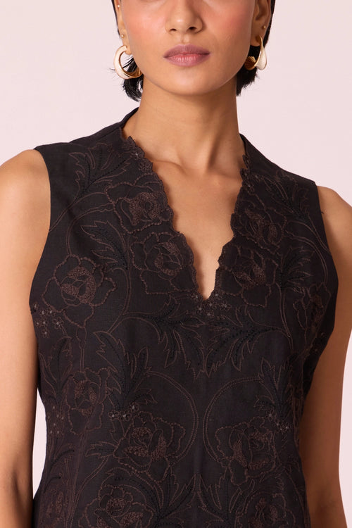 Ogon Black Embroidered Top