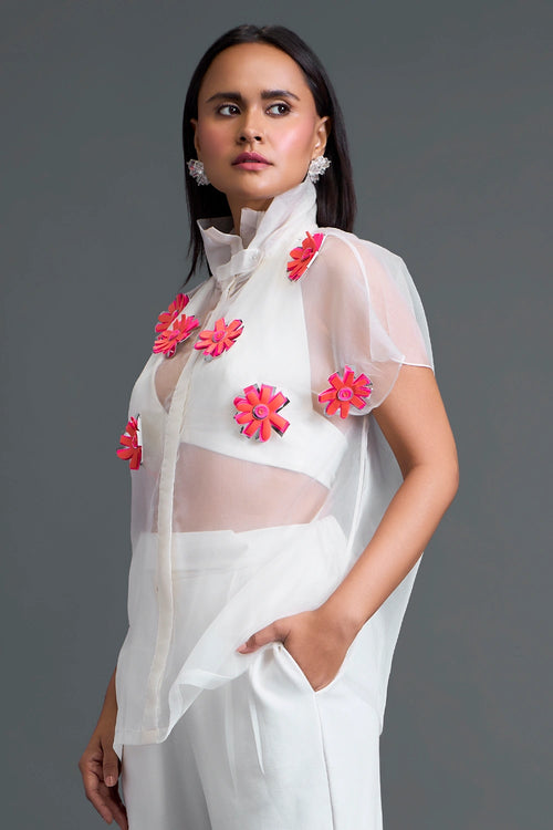 White Layered Organza Halter Top