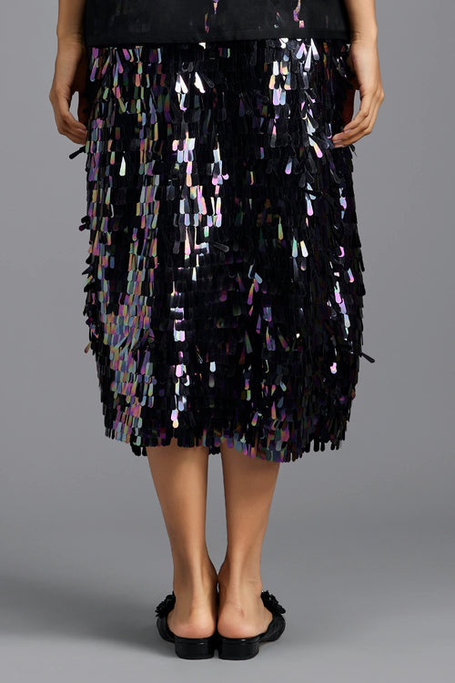 Rainbow Sequin Midi Skirt
