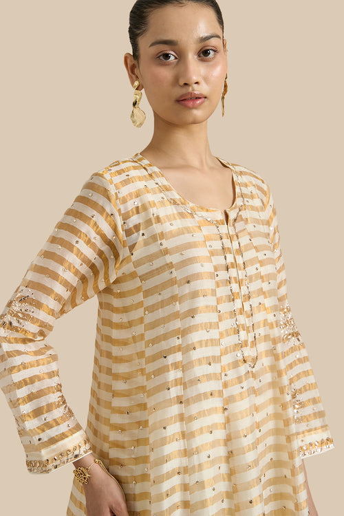 Kalidar Set With Kamdani Embroidery Aborned With Moti And Mirror Work
