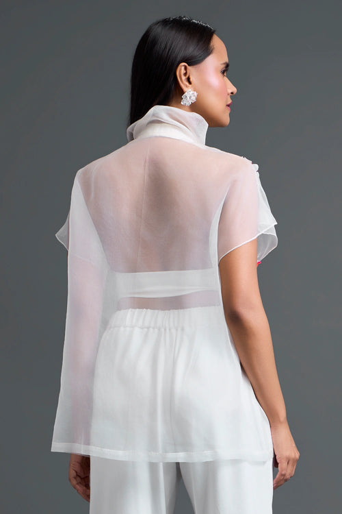 White Layered Organza Halter Top