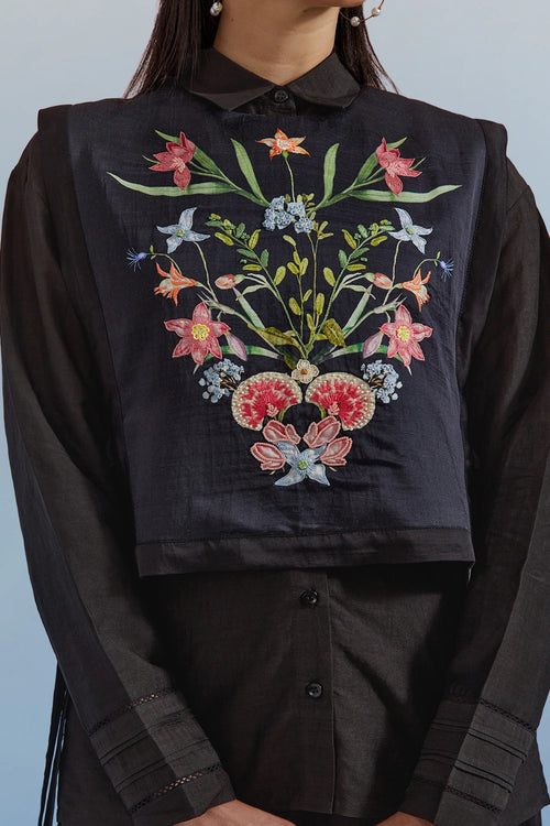 Black Bouquet Bib and Trouser Set