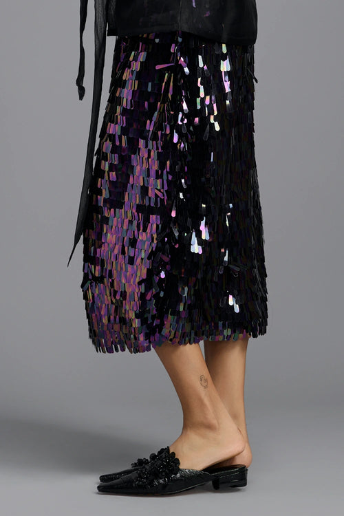 Rainbow Sequin Midi Skirt