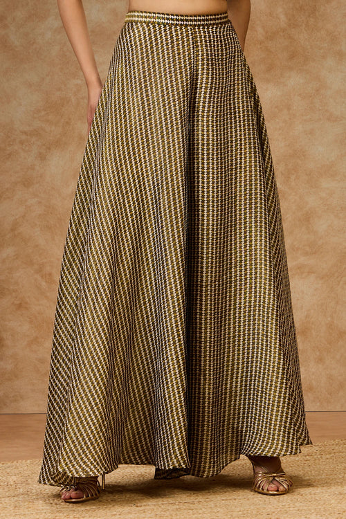 Moss Grid Palazzo Pants