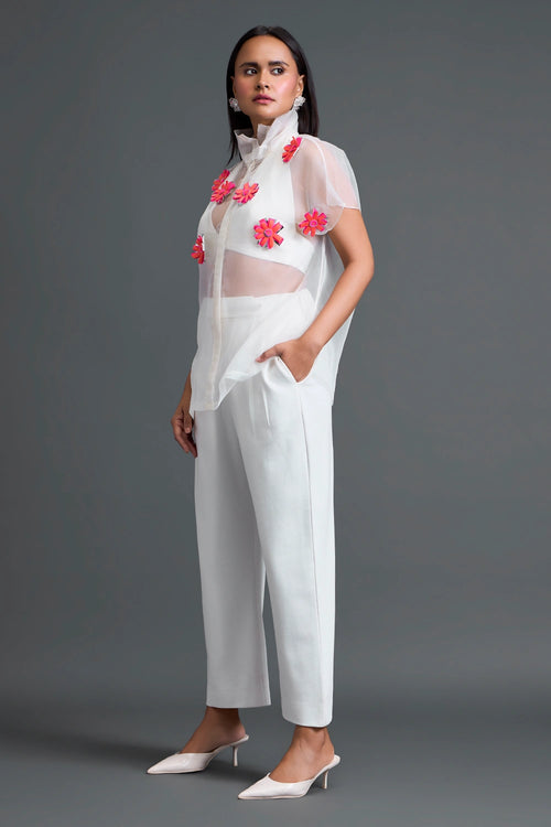 White Layered Halter Three-Piece Co-ord Set
