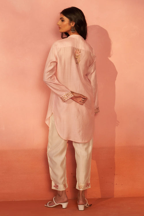 Jhelum Threads Pink and Ivory Co-ord Set