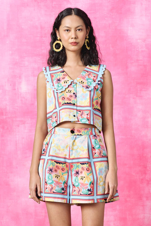 Posette Cropped Top And Shorts Set