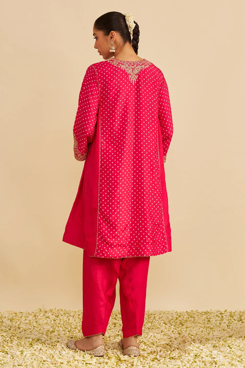 Kayra Hotpink Short Gathered Chauga with Salwar