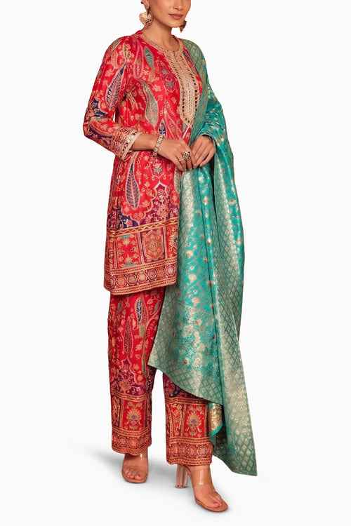 Red Elizey Paisley Coordinated Kurta Set