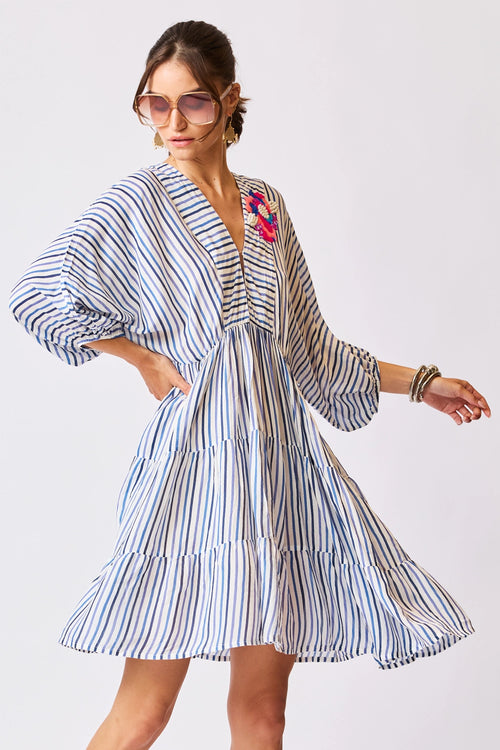 Seaside Bloom Stripe Dress