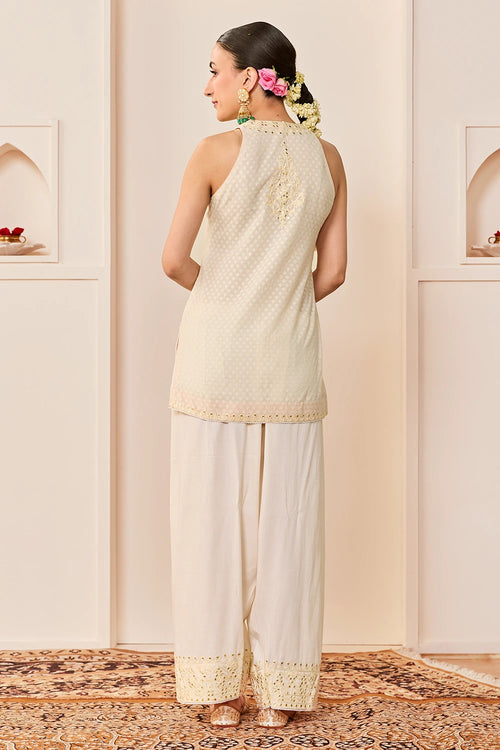 Miral Daisy Ivory Short Kurta with Farsi Salwar and Dupatta