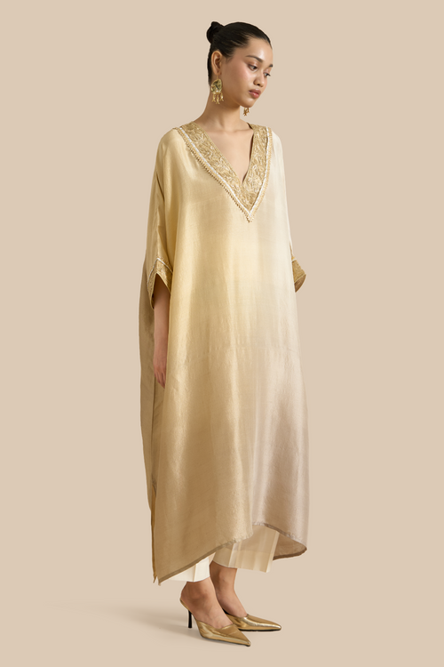 Ivory Ombre Zari Gota Kaftan