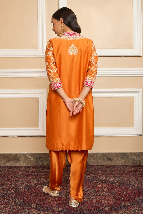 Mehnoor Orange Straight Kurta with Dhoti