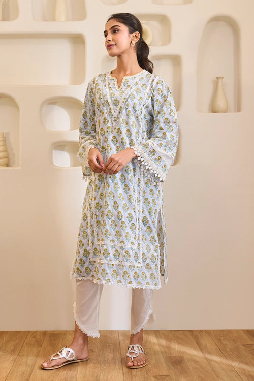 Blue Charm Cotton Kurta Set