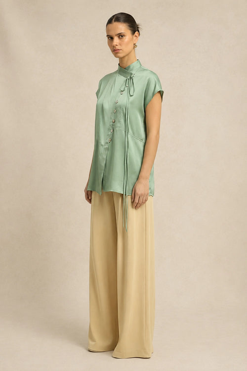 Ash Green Crew Neck Blouse