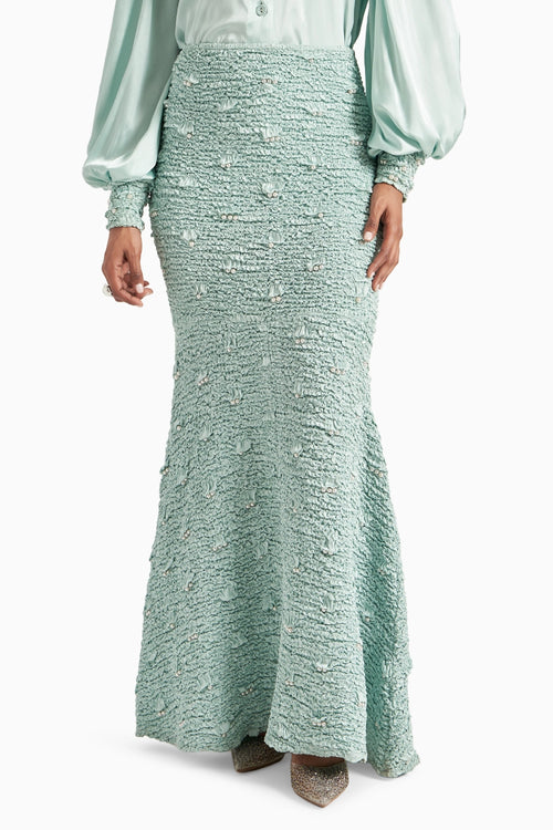 Sea Foam Wave Smocked Mermaid Skirt