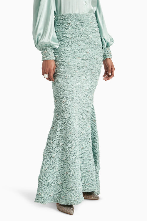 Sea Foam Wave Smocked Mermaid Skirt
