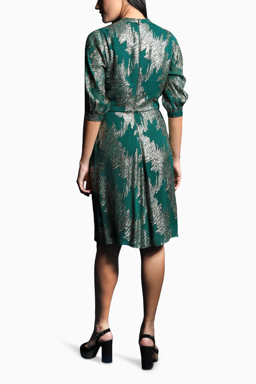 Amazon Green Scarf Collar Shirt Dress