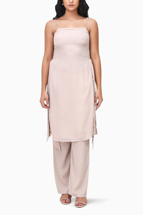 On the Record Beige Top and Pants Set