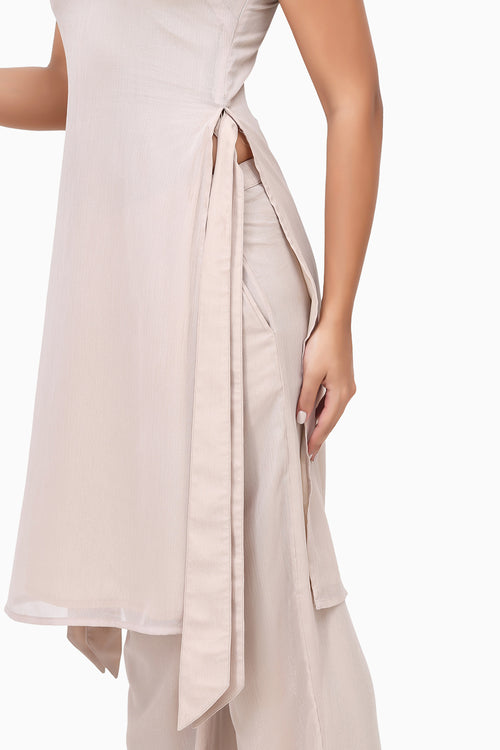 On the Record Beige Top and Pants Set