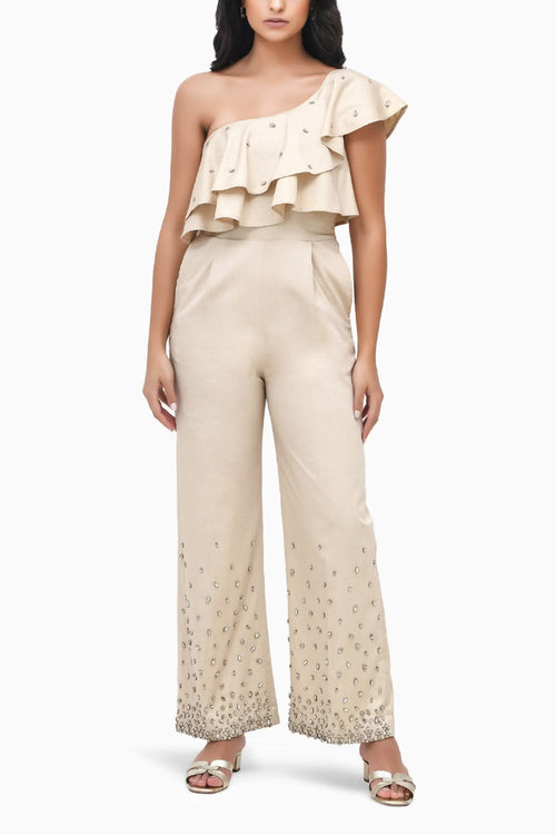 Champagne Spill Beige Jumpsuit