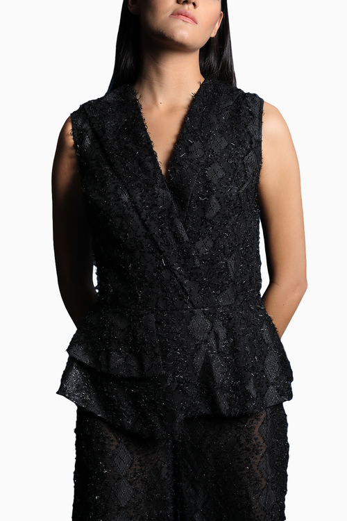 Opulent Black Jumpsuit With Peplum