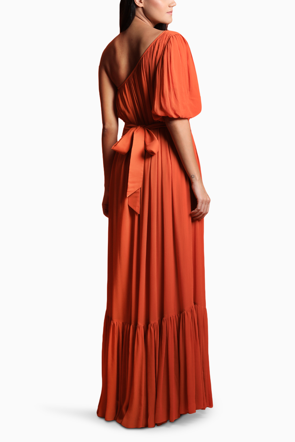 Tangerine Dream One Shoulder Maxi Dress