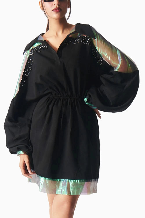 Holographic Noir Dress