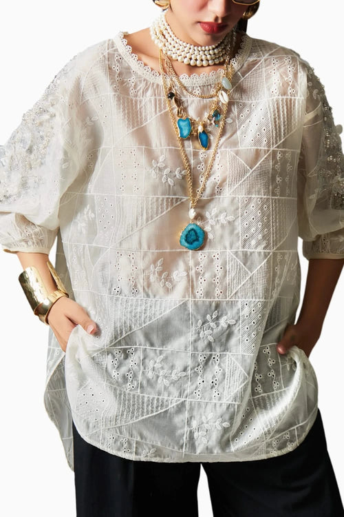 Oversized Embroidered Shirt With Intricate Detailing