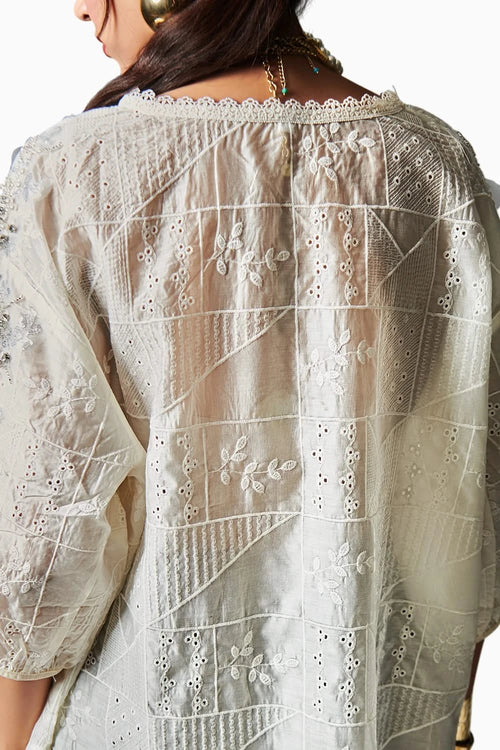 Oversized Embroidered Shirt With Intricate Detailing