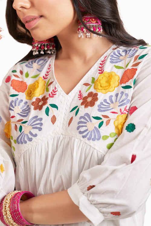 Adila White Kurta Set