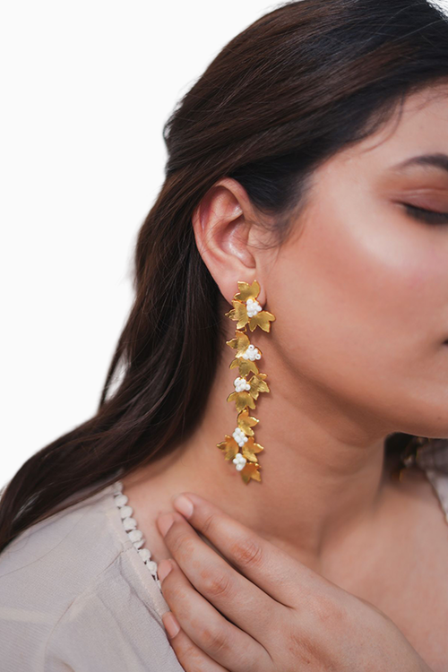 Golden Petal Danglers