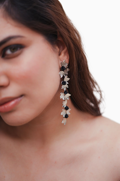 Silver Petal Danglers