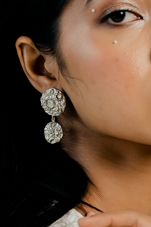 Silver Do Chaand Earrings