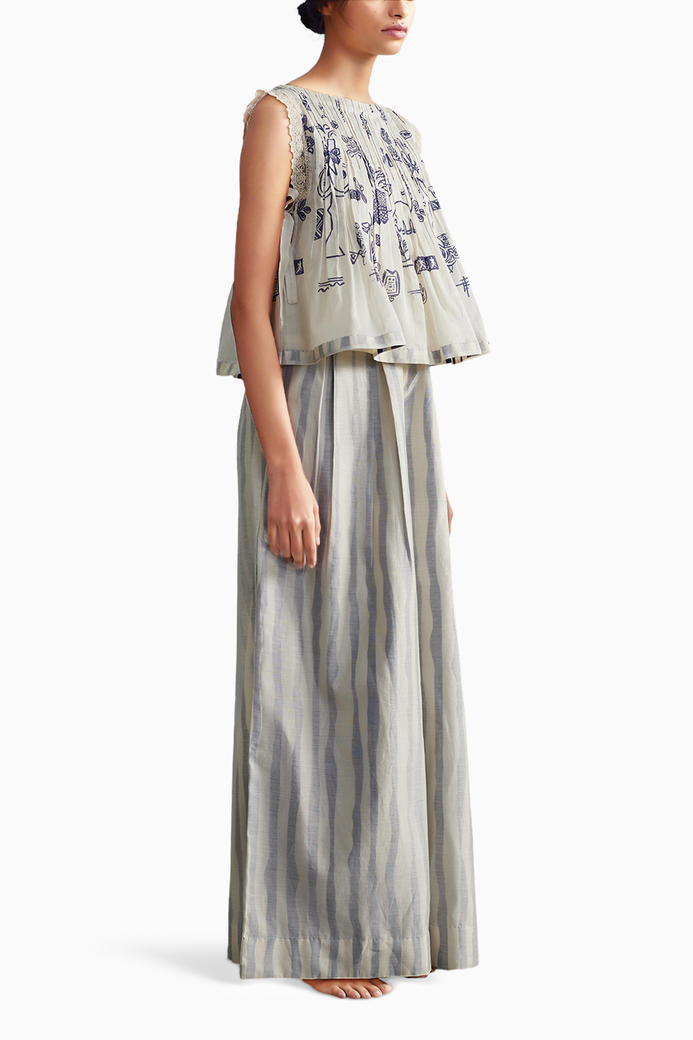 Calantha Pleated Top with Shardul Flared Pants