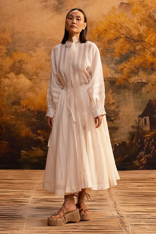 Yama-Ori Dolman Shirt With Enso Stripe Skirt