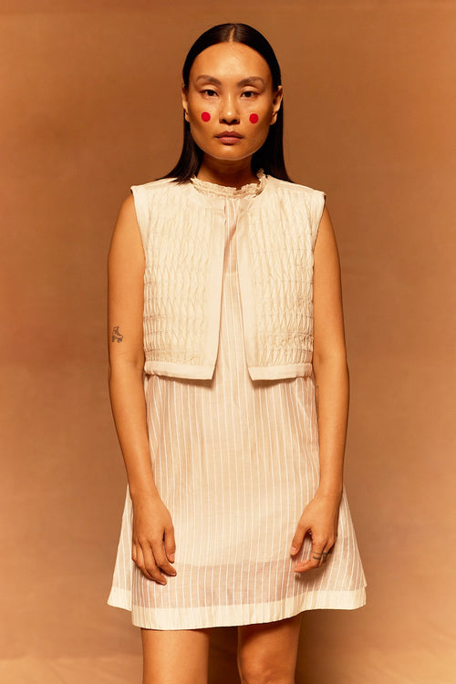 Mu-I Shift Dress With Yugen Shelltuck Jacket