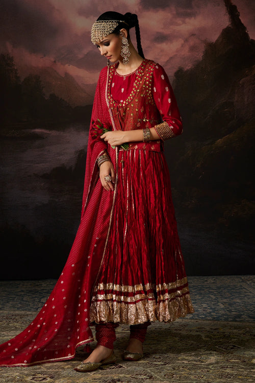 Noor Red Lehenga Set