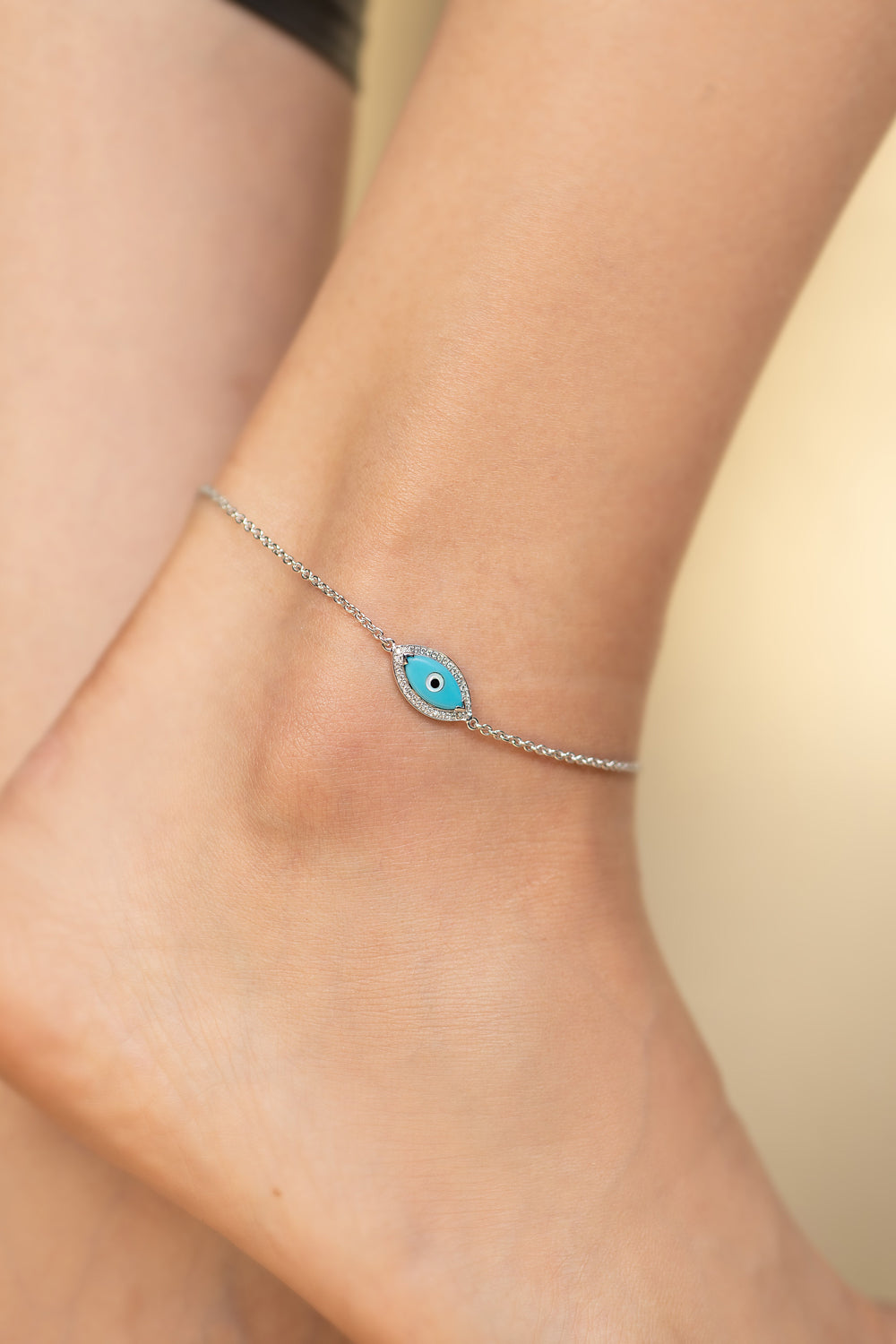 Turquoise Diamond Chain 14KT Gold Anklet