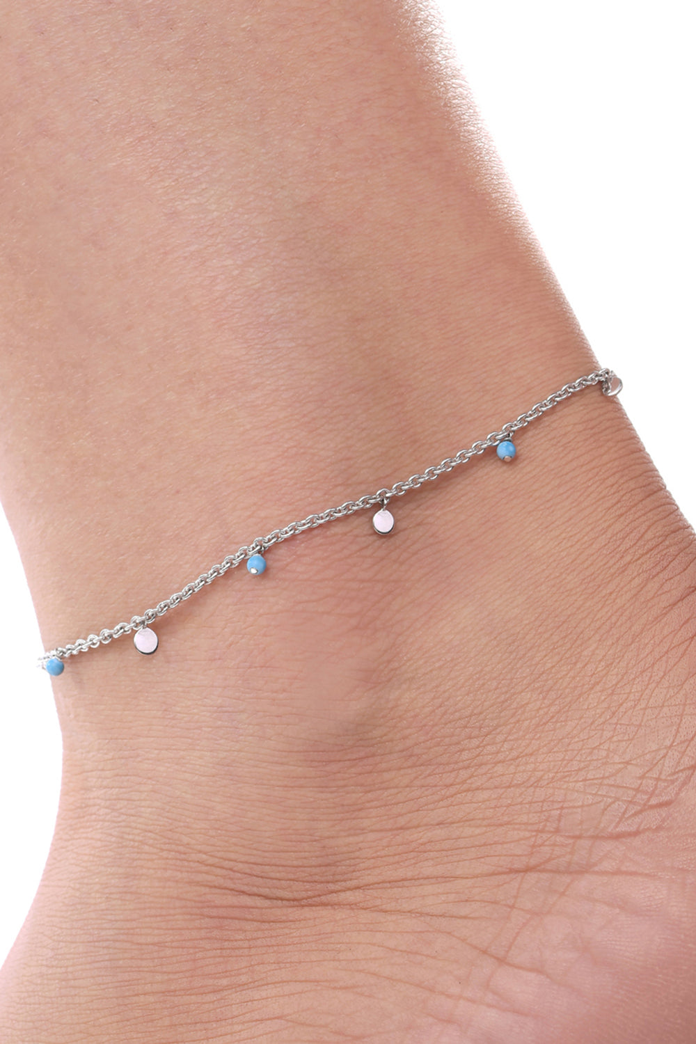 Turquoise Bead Chain 14KT Gold Anklet