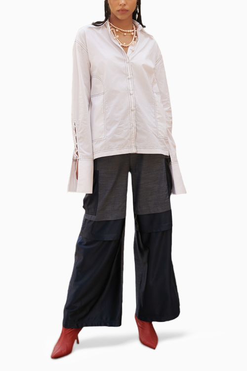 Poplin Top Stitch Shirt With Cargo Pants